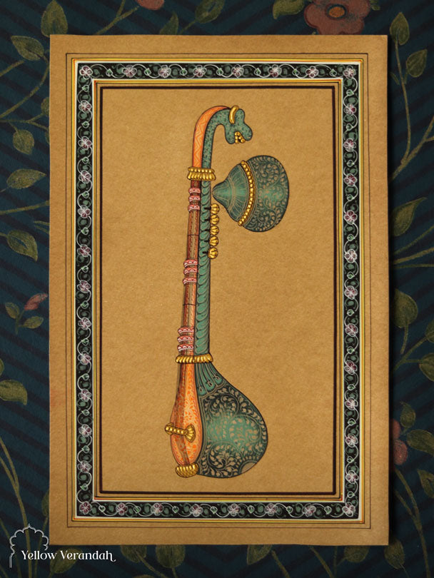 Original Mughal Painting - Musical Instrument