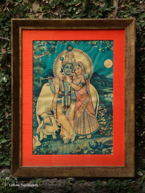 Oleograph Print Frame - Radha Krishna