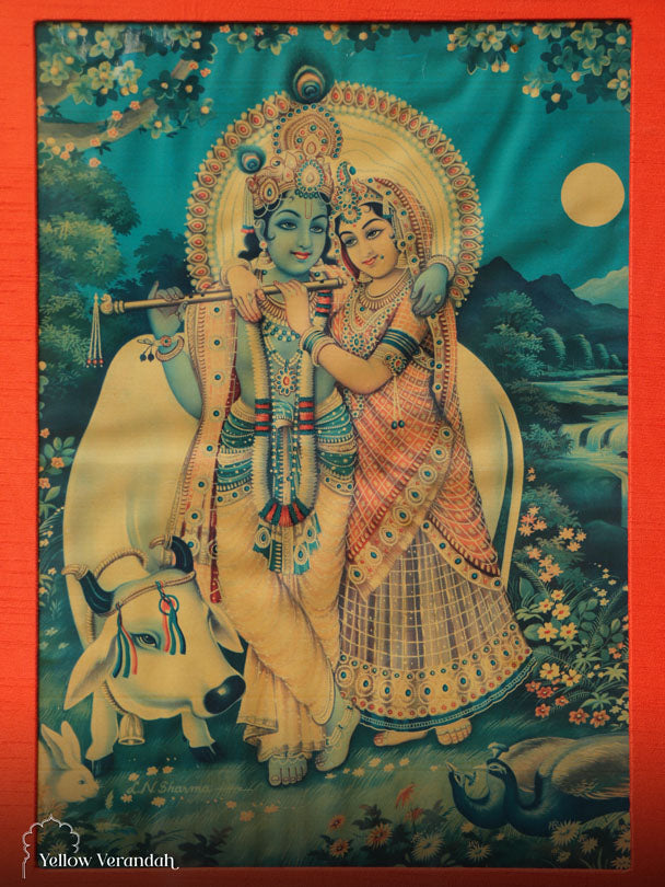 Oleograph Print Frame - Radha Krishna