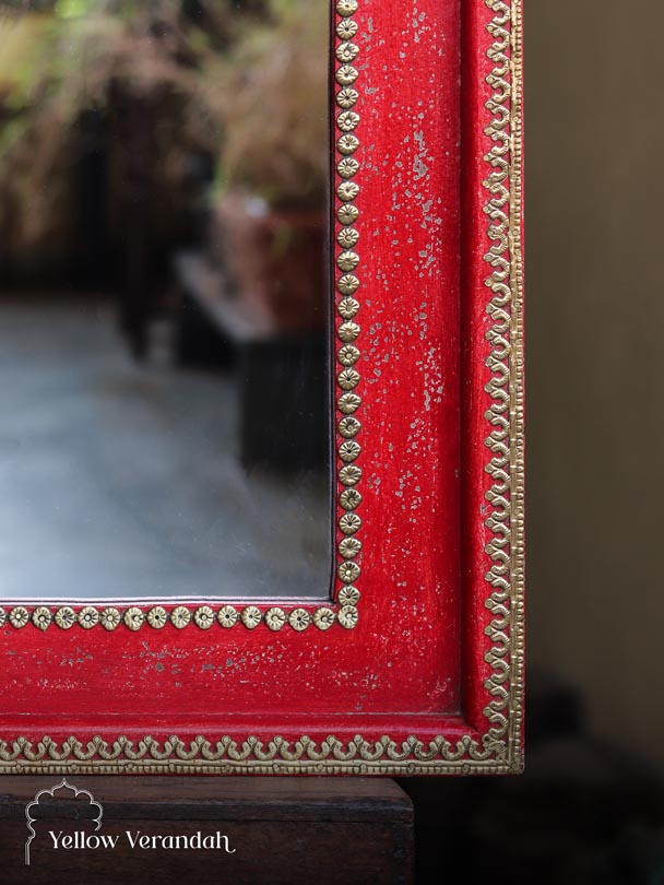 Wooden Jaisalmeri Jharokha Mirror - Red