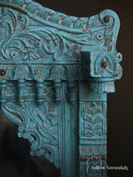 Wooden Jharokha Mirror - Light Blue