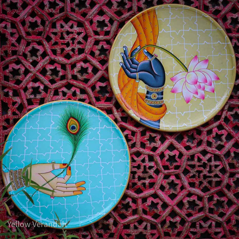 Pichwai Handpainted Wall Plates - Set of 2