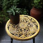 Wooden Round Table - Golden Distressed