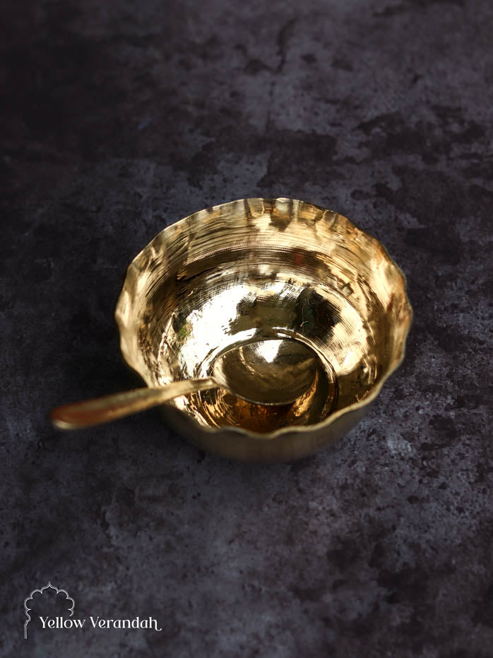 Pure Artisanal Kansa Phool Bowl with Spoon