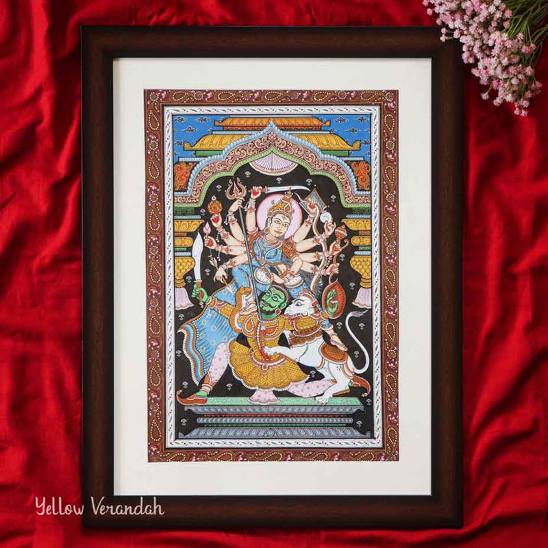 ओरिजिनल पटचित्र पेंटिंग - दुर्गा