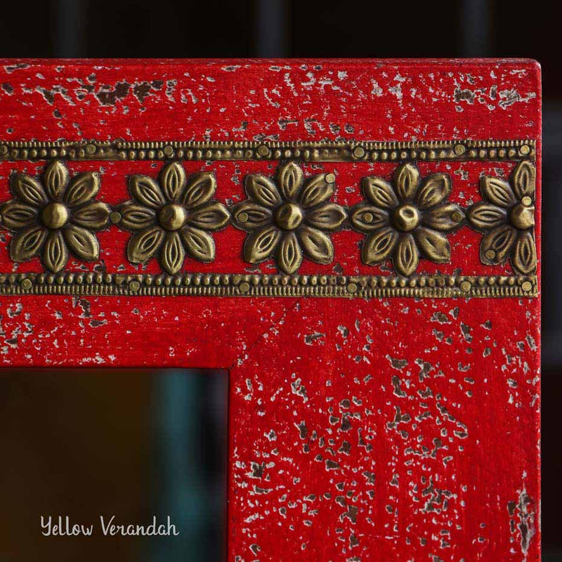Bikaneri Distressed Mirror - Red