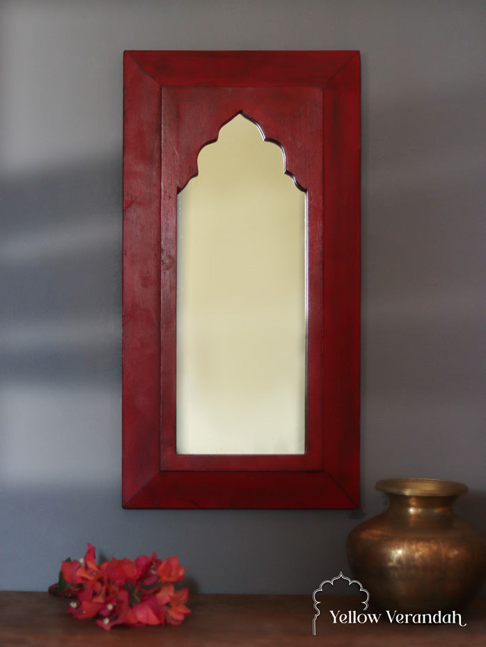 Jodhpuri Vintage Mirror - Red