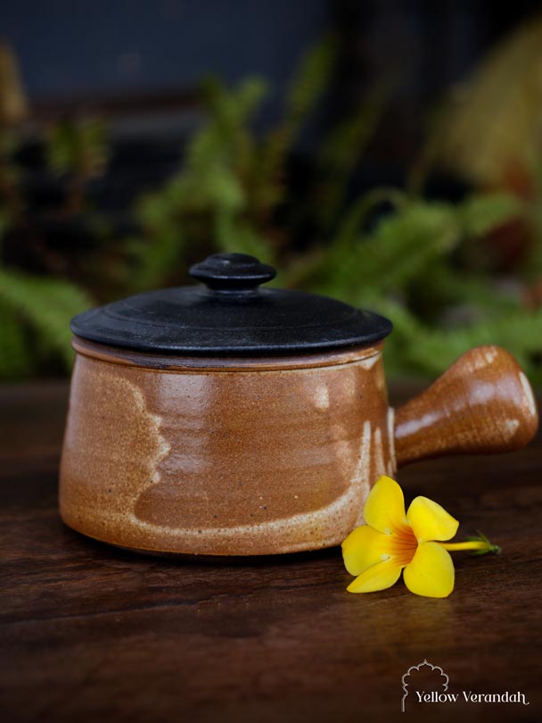 Japanese Stoneware Serving Bowl with Lid