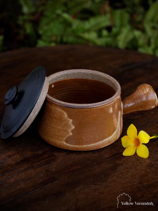 Japanese Stoneware Serving Bowl with Lid