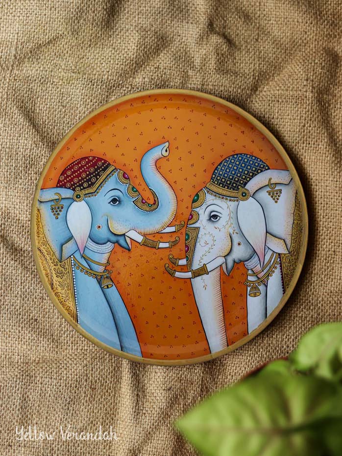 Pichwai Elephant Wall Plate