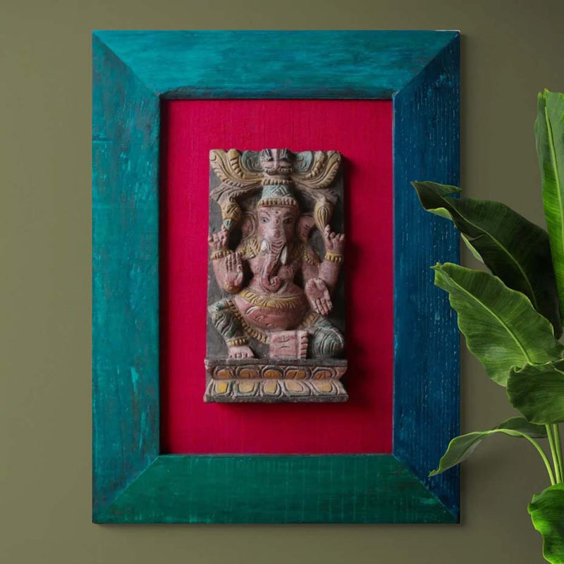 Antique Ganesha on Frame is a handmade frame 