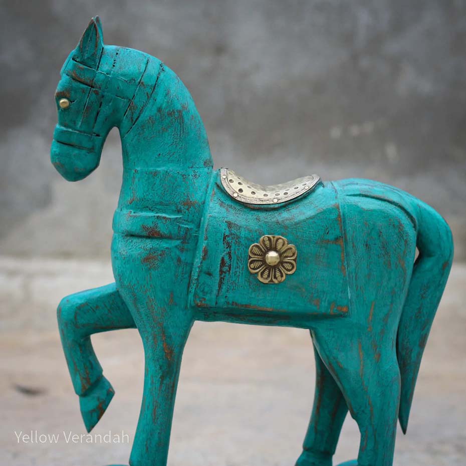 Wooden Horse on Wheel – Yellow Verandah