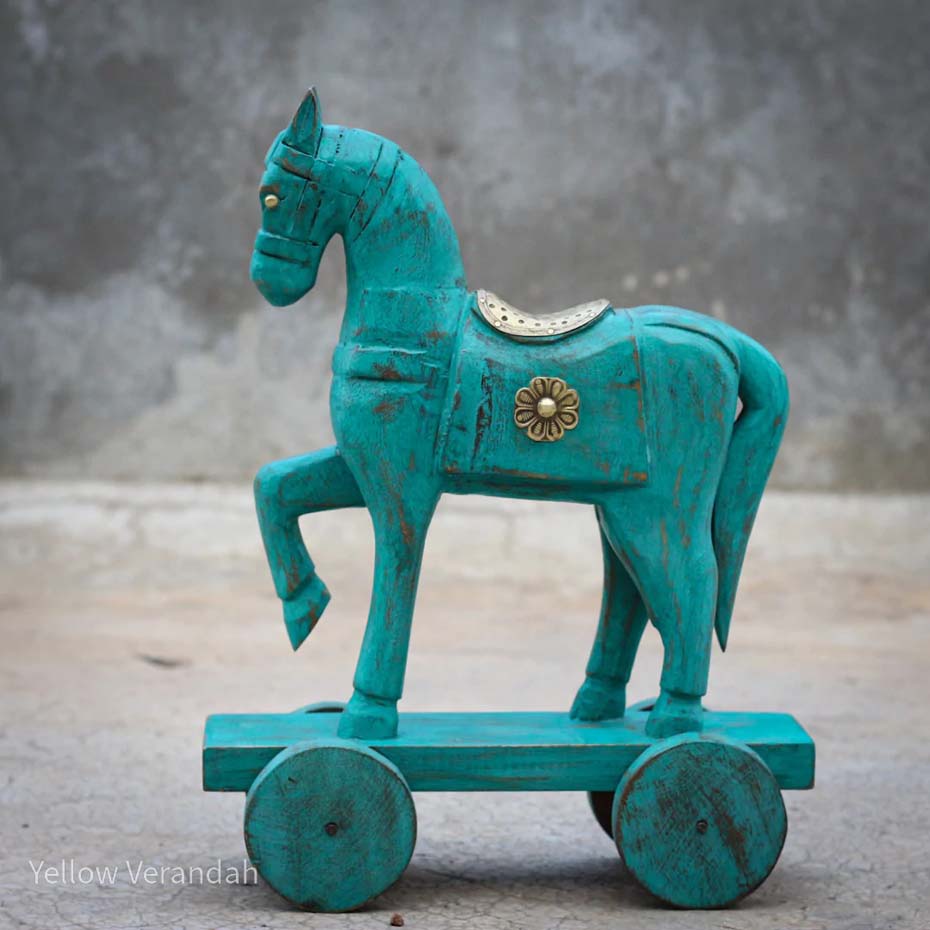 Wooden Horse on Wheel – Yellow Verandah